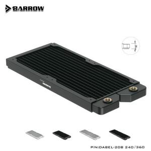 BARROW 컴퓨터 수냉식 액체 교환기 G1/4, 두께 20mm 구리 화이트 블랙 라디에이터, 팬 Dabel-20a