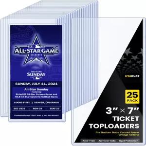 HYARUAT 3.15 x 7.13 티켓 탑로더 25 팩 35PT 리지드 PVC 스터브 홀더 콘서트 스포츠 게임 NFL 영화