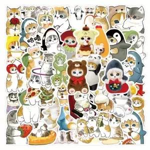 55Pcs Mofusand 스티커 귀여운 상어 고양이 DIY Scrapbooking 전화 수하물 스케이트 보드 방수 데칼
