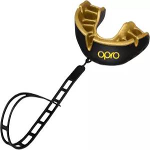 축구 및 임팩트 스포츠를 위한 스트랩 성인 복싱 마우스가드 MMA 하키를 셀프 핏 된 OPRO 골드 레벨 몰드형