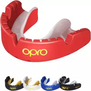 10세 이상의 브레이스 핏(레드/펄)을 위한 OPRO 골드 레벨 몰드형 마우스 가드 임팩트 스포츠 MMA 및 복싱