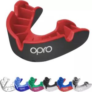 MMA 및 임팩트 스포츠를 위한 OPRO 실버 레벨 몰드형 마우스 가드 핏 블랙/레드 청소년 복싱 축구 하키를