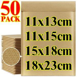 뽁뽁이 10 50PCS 크래프트 종이 거품 봉투 가방 셀프 메일러 버블 메일링 비닐 선물 패키지