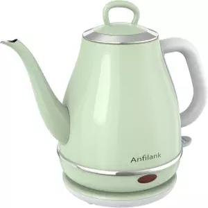 Anfilank 전기 구스넥 주전자 1L 1500WFast 끓이기 100 스테인리스 스틸 BPA 프리 퍼오버 커피 티 자동