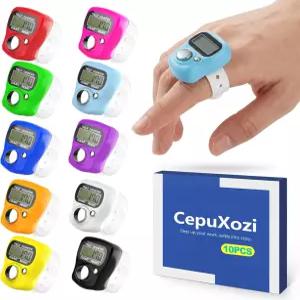 CepuXozi 10팩 디지털 핑거 클리커 카운터 뜨개질 코바늘 랩 조절 가능한 링이 있는 피치 앤 피플 교실