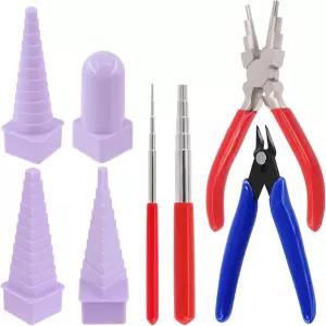 키딕 8Pcs 와이어 루프 공구 세트에는 6 in 1 베일 제작 플라이어 원형 코일링 로드 주얼리 및 랩핑용 형성