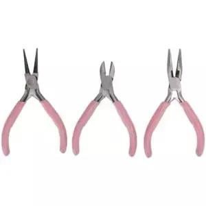 MOPFOL 핑크 주얼리 플라이어 3종 세트 DIY 공예 와이어 랩핑 및 정밀 절단을 위한 카본 스틸 원형 코 니들