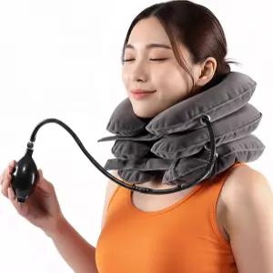 로지 풍선 목 보호대 지지 및 이완을 위한 조절 가능한 경추 견인 장치 가정 사무실 여행용 부드럽고