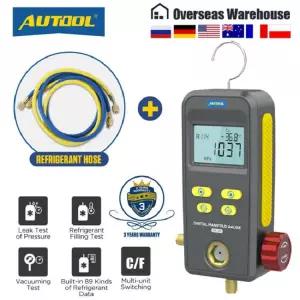 AUTOOL LM110 PLUS 디지털 냉동 매니폴드 HVAC 미터 진공 압력 온도 에어컨 테스터 냉매 파이프 포함