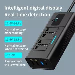 200W 차량용 인버터 DC 12V에서 AC 110V로 변환하는 인버터 PD QC3.0 4USB 포트