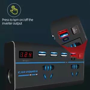 차량용 전원 인버터 DC 12V 24V 220V AC 인버터 200W USB 고속 충전 인버터 충전기 차량용 인버터 컨버터