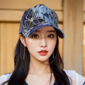 나비 큐빅 이 장식 메쉬캡 자수캡 볼캡 여름모자 야구