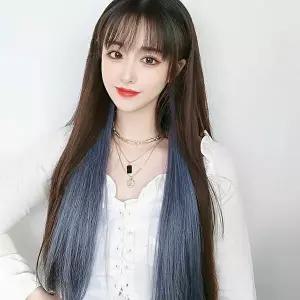 붙임머리 피스 5p 세트 애쉬 블루 컬러 브릿지 똑딱이 가발 구성품 증정-WFNGPNW