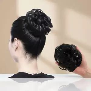 볼륨 업 헤어 피스 묶음 머리 곱창 가발 8p 세트 블랙 15cm-WFNGPSE