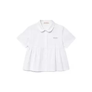 [MARNI]키즈 플랫 칼라 셔링 반팔 셔츠 화이트 M01741 M00UW 0M100