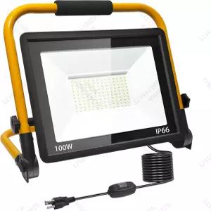 100W LED 홍수 작업 조명 11000LM 16.5FT 코드 및 스위치가 장착된 5000K 휴대용 건설 차고 작업장 현장