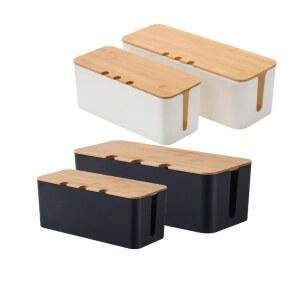 문서보관박스 대형 케이블 관리 박스 TV 전선 컴퓨터 USB 허브 책상 아래 전원 스트립용 나무 스타일 코드 정리함 커버