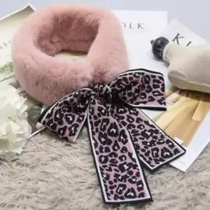 핑크 퍼목도리 넥워머 겨울목도리 머플러 패션아이템 퍼머플러 리본 겨울넥워머 스컬캡