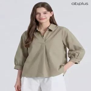 [ab.plus/신상] 오픈카라 7부 볼륨소매 블라우스 (LSA2MB57A)