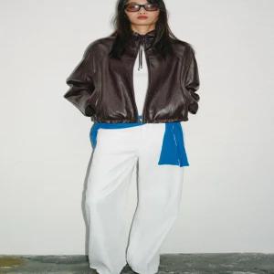ZARA 페이크 레더 후드 재킷 - 브라운 6318/038/700