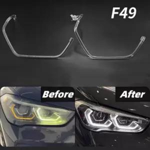 BMW X1 F49 F48 2019 차량용 LED 엔젤 아이 헤드라이트 가이드 스트립 아크릴 튜브 DRL 주행등 액세서리