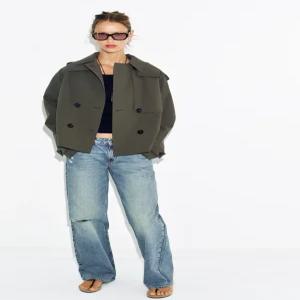ZARA 후드 숏 트렌치 코트 - 다크 카키 6318/050/962