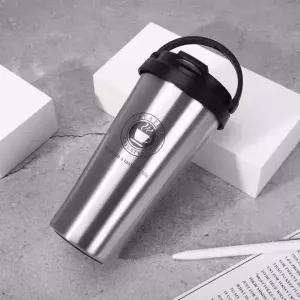 카페스타일 밀폐 뚜껑 텀블러 (450ml) (실버)안새는 스텐 휴대보냉컵