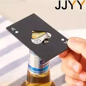 JJYY 블랙 포커 카드 맥주 병따개 스테인레스 스틸 신용 스페이드 바 도구