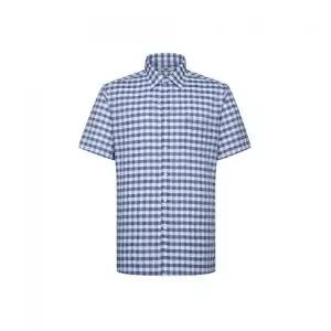 닥스 DAKS SHIRTS 린넨혼방 스몰체크 캐주얼 반팔셔츠 DLS1SHCS105B1 228199