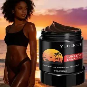 YUITIKUE 선리스 태너 80g 셀프 태닝 로션 자연스럽고 오래 지속되는 브론즈 광채