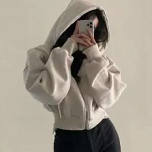 DC 여성 세미 크롭 오버핏 후드집업 루즈핏 데일리룩