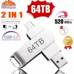 64TB USB 3.2 플래시 드라이브 U 디스크 2TB 고속 메탈 펜드라이브 방수 타입-C 메모리 USB 스틱 USB 드라