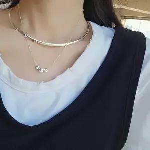 SA108 국내제작 여성 실버 악세사리 무광 3미러 볼 데일리 은 목걸이 silver925 은목걸이