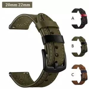 시계 스트랩 20mm 삼성 화웨이 GT 가죽 스마트 밴드 밀리터리 그린 남성 팔찌 Correas Reloj