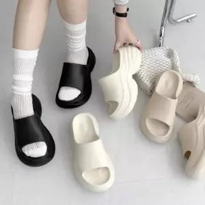 와이드 밴드 쿠션 캐주얼 여성 뮬 샌들 키높이 슬리퍼 뮬 뮬샌들 와이드밴드 쿠션창