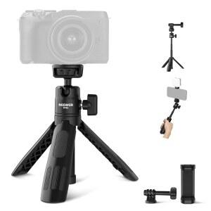 니워 베이직 미니 책상 셀카봉 삼각대 폰 GOPRO INSTA360 DJI 휴대용 소형 카메라 웹캠 안드로이드 휴대폰 홀더 볼 헤드 고가축 비디오 녹화 스탠드 TP43 블랙