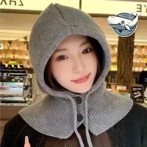 [콩심팥심]따뜻한 니트 후드넥워머 바람막이 겸용 모자