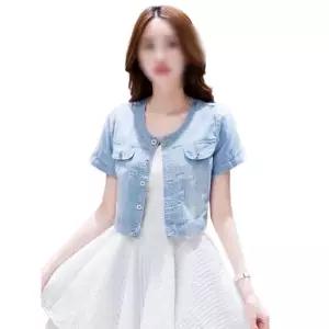 데님 청자켓 볼레로 패션 워싱 가을 셔츠 데일리룩 상의 반소매 크롭 중청 여성 데이트코디