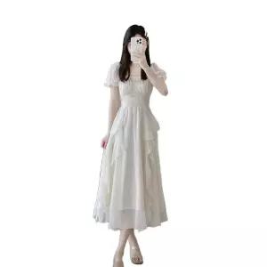 봄 쉬폰 레이스 분홍색 치마 롱치마 외출복 하객룩 안감 의류 롱스커트 드레스 밴딩 가을 롱