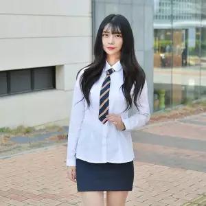 [하프클럽/]TBZ 교복몰 프리미엄 여성 둥근카라 셔츠 (그레이체크)