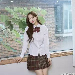 [하프클럽/]TBZ 교복몰 그린 브라운 체크 스커트 리본타이 SET 교복