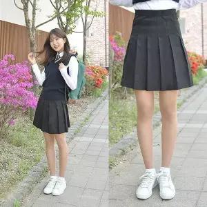 [하프클럽/]TBZ 교복몰 백합주름치마 블랙 (전체 주름 교복치마) 교복