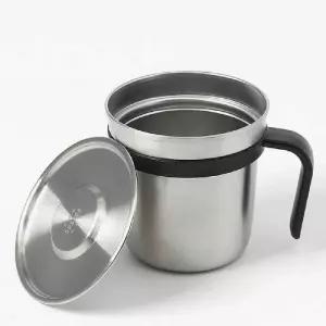 손잡이 캠핑컵 450ML 블랙 캠핑용컵 스텐컵 손잡이컵 등산컵