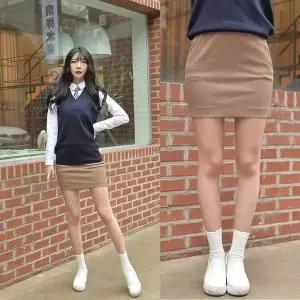 [하프클럽/]TBZ 교복몰 스판 베이지 교복치마 교복 스커트