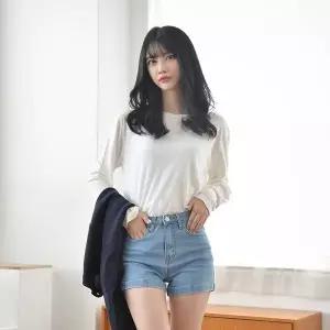 [하프클럽/]TBZ 교복몰 (GBM) 하이웨스트 데님 숏팬츠 (연청)