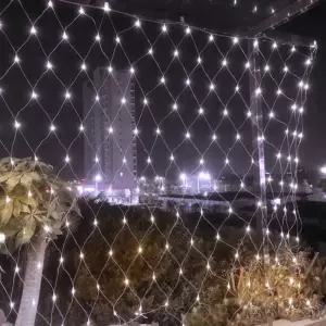 (은하수) 300구 녹색선 LED 그물네트 백색 지니전구(2mx2m) (전원잭포함) (연결가능)LED 300구LED 커튼 야