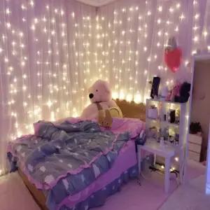 (은하수) 300구 투명선 LED 커튼 웜색 지니전구(1mx3m) (전원잭포함) (연결가능)300구LED 야외설치조명 인