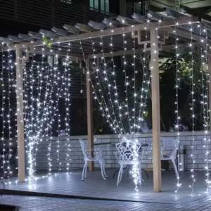 (은하수) 300구 투명선 LED 커튼 백색 지니전구(2mx2m) (전원잭포함) (연결가능)300구LED 야외설치조명 인