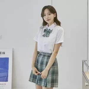 [하프클럽/]TBZ 교복몰 딥그린체크 스커트 리본타이 SET 교복 학생복