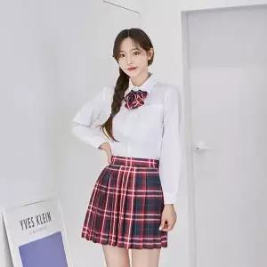 [하프클럽/]TBZ 교복몰 네이비레드체크 스커트 리본타이 SET 교복 학